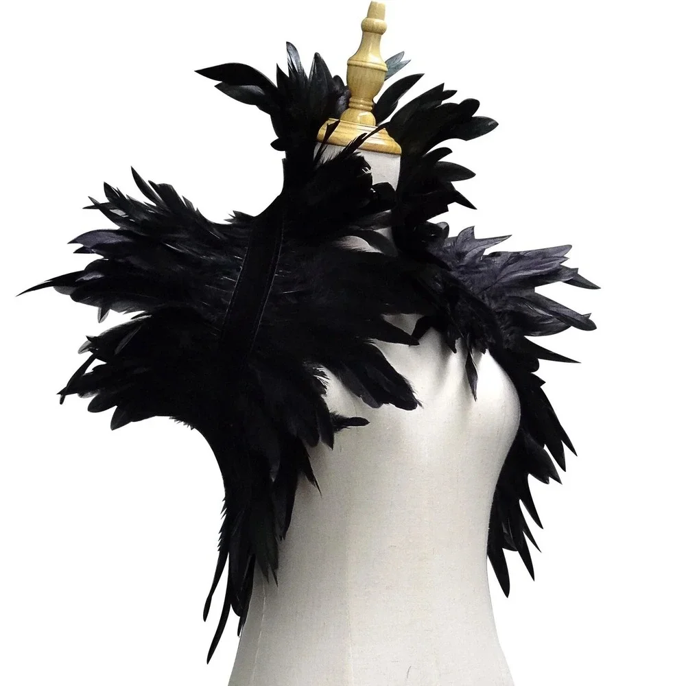 Victorian Real Natural Feather Shrug Shawl Shoulder Wrap Cape Gothic Collar